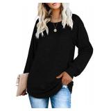 SAMPEEL Tunic Tops for Leggings for Women Long Sleeve Shirts Work Office Winter Black L Retail $17.52