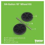 10 Inch Hard Plastic Wheel (Hole is 5/8 in. in Diameter) Kit w/Steel Axle for 64 Gal. Two Wheel Trash Can