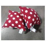 Pillow Perfect 16 in. Red & White, Polka Dot Patterned, Square Outdoor Pillow, Set of 2, Ultra Durable, Water & Fade Resistant w/ Outdoor Polyester Fabric