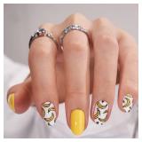 BTArtbox Press On Nails Short - Fall Fake Nails with Glue Yellow Reusable Glue On Nails in 15 Sizes, Cute Stick On Nails Kit, Banana