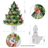 Hausse Christmas Ceramic Tree Night Light, Decorative Snow Covered Xmas Tree Nightlight with Lamp, Multicolor Bulbs & 360 Degree Swivel Plug with ON/Off Switch for Home Bathroom Bedroom Decor