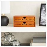 Juvale 2-Drawer Small Vintage Style Wooden Storage Organizer for Accessories - Rustic Decorative Box for Office, Desktop Countertop and Incense Storage