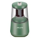 JARLINK Electric Pencil Sharpener, Heavy-Duty Helical Blade to Fast Sharpen, Auto Stop for No.2/Colored Pencils(6-8mm), USB/Battery Operated in School Classroom/Office/Home (Green)