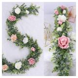 DearHouse 6 Pack Faux Eucalyptus Garland Plant, Artificial Vines Hanging Eucalyptus Leaves Greenery Garland for Wedding Backdrop Arch Wall Decor, 6 Feet/pcs UV Protected Indoor Outdoor