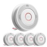 SITERWELL Hardwired Interconnected Smoke and Carbon Monoxide Detector, 10 Year Product Life Alarm Smoke Carbon Monoxide Detector with 2 AA Batteries Back Up, Smoke and CO Detector Voice Alert,5 Pack -