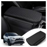 Rilsen Custom Fit for Center Console Cover Toyota RAV4 2019 2020 2021 2022 2023 2024 Armrest Cover Center Console Pad Interior Accessories Car Armrest Seat Box Cover Protector with Pockets Storage Bag