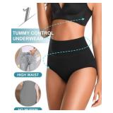 OUENZ Tummy Control Underwear for Women Cotton High Waisted No Muffin Panties Soft Comfy Full Coverage Postpartum Briefs, XL