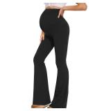 Peauty Maternity Pants Over The Belly Flared Leggings for Yoga Casual Sweatpants Pregnancy Clothes Workout Winter (Black L)