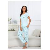 PNAEONG 2 Pack: Womens Pajama Sets Cotton Lounge Sets for Women Short & Long Sleeve Top With Pants 2 Piece pj sets With Pocket S C Purple+S C Star,S