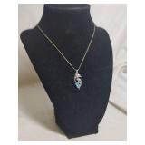 Necklace with 925 Sterling Silver DOLPHINS Pendant Unsure of what the stone is