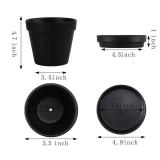 Fcacti 5.5 Inch Black Clay Pot for Plant with Saucer - 6 Pack Large Terra Cotta Plant Pot with Drainage Hole, Flower Pot with Tray, Terracotta Pot for Indoor Outdoor Plant