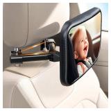 Anatec Baby Car Mirror, Car Seat Mirror for Rear Facing, Upgraded Safety Car Mirror for Infant Newborn with Hook Clip Design Non-Shaking Wide Crystal View Shatterproof Crash Tested Adjustable Easy