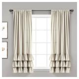 Lush Decor Allison Ruffle Window Curtain Panel Pair, 63" Long x 40" Wide, Neutral