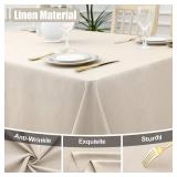 Smiry Rectangle Table Cloth Linen Textured, Waterproof Spillproof Anti-Wrinkle Burlap Tablecloth, Washable Decorative Fabric Table Cover for Dining, Christmas Party, Banquet, 52 x 70 Inch, Beige