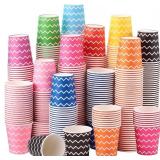 Zeyune 500 Pack 8 Oz Paper Coffee Cups Bulk Pink Stripe Disposable Paper Cups Multicolor Drinking Cups for Hot or Cold Coffee Chocolate, Disposable Cups for Home Picnic Travel Stores Office Party