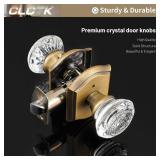 CLCTK Glass Door Knobs Interior with Lock, Vintage Crystal Privacy Antique Brass Door Knobs for Bedroom Bathroom, 1 Pack