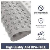 Naoloture Square Shower Bathtub Mat Non Slip for Inside Shower Clear Grey 21x21 Inch, Shower Stall Mats for Bathroom Floor, Soft Bath Mat for Tub with Big Suction Cups Drain Holes, Easy Washable Dry