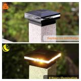 MAGGIFT 15 Lumen Outdoor Cap Light for Fence Deck or Patio, Solar Powered, Warm White High Brightness SMD LED Lighting, Lamp Fits 4x4, 5x5 or 6x6 Wooden Posts, 4 Pack