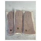 3 WOMENS LIGHT PINK STYLISH WARM GLOVES - W/ TOUCH SCREEN ABILITY SM/M