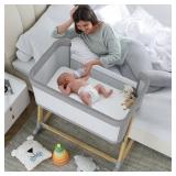 AMKE Baby Bassinet, (Wood Grain Gray) - Retail: $124.29