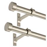 2-Pack Curtain Rod for Windows 72-144 Inch, Brushed Nickel