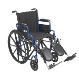 Drive Medical Blue Streak Wheelchair with Flip Back Desk Arms, Elevating Leg Rests, 16 Inch Seat - Retail: $155.21