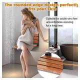 18" Teak Folding Shower Seat Wall Mounted,Fold Down Shower Bench for Small Shower Space, Home Care Teak Wood Stool for Inside Shower,Pregnants-Maximum Load 380lb - Retail: $116.4