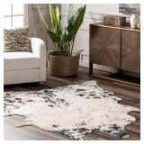 nuLOOM Iraida Animal Print Shaped 5x7 Area Rug for Living Room Bedroom Dining Room Kitchen, Black/Ivory - Retail: $94.11