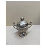 Wm. Rogers WR Quadruple Silver Plate New York Bird Finial Sugar Bowl