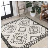 Amir Moroccan Beni Souk Cream/Black 4 x 4 Foot Square Area Rug By Jonathan Y