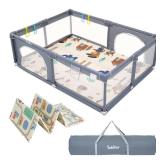 Baby Playpen with Mat, Gray