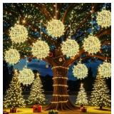 Outdoor Balls Lights Hanging Tree Garden Lights - 4 Pack 11.8" Sphere Lights with Plug in Globe Lights Trees Garden Lights for Party Wedding Yard Garden Porch Patio Decoration(Warm White)