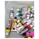 LOT OF CANVASES AND ACRYLIC PAINTS