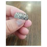 Marsala Sterling Silver Marcasite And CZ Band Size Unknown Some Stones Missing