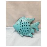 2 Beautiful Turquoise Metal Fish Sculpture Figurine