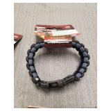 (4) SecureLine Nylon 500 Paracord Survival Bracelet Black/Grey Large