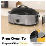 $90 Sunvivi 24lb 20-Quart Roaster, Self-Basting Lid, Silver