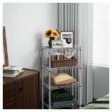 $60 MZG 4 Tier Metal Shelf w/PP Board, 11.8"D x 21.7"W x 39.5"H.