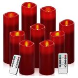 Vinkor Flameless Candles (Burgundy Set of 9)