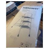 4 Step Ladder, HBTower Folding, Wide Anti-Slip Pedal, Black