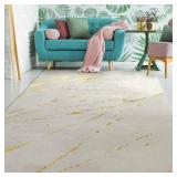 $289 Antep Rugs Babil Gold 5x7 Marble Abstract Modern Rug (Beige)