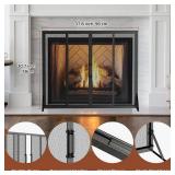 $90 Sliding Door Fireplace Screen, 37.8" L x 30.7" H Metal Mesh