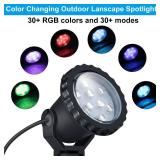 12W RGB Landscape Lights, Remote, IP66, 46.5ft Cord, 4 Pack