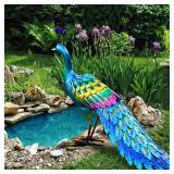 $54 Chisheen Metal Peacock Garden Statue Outdoor Lawn Decor