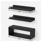 WOPITUES Floating Shelves, Cube Shelf, Rail, Black.