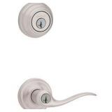 Kwikset 991 Tustin Keyed Door Lever and Sgl Cyl Deadbolt Combo Pack in SN - Retail: $317.72