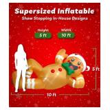 Holidayana Christmas Inflatables 10ft Lounging Gingerbread Man. Giant Christmas Inflatables. Large Christmas Inflatable Outdoor Christmas Decorations. Christmas Yard Inflatables Decorations with LEDs 