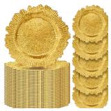 Gold Charger Plates Set of 12 :Chargers for Dinner Plates for Thanksgiving and Christmas,Wedding, Party, Birthday and Holiday Event Supplies