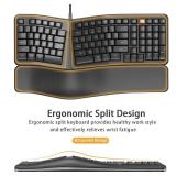 Backlit Wired Ergonomic Keyboard, USB Split Keyboard with Wrist Rest and Natural Typing, 104 Keys, 10 Shortcuts Compatible with PC, Windows, Mac and Computer