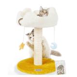 Happi N Pets Cloud Cat Tree, Cat Scratching Post with Bed, Cat Tree Tower for Indoor Cats, Sisal Cat Scratcher with Soft Perch for Kitten & Adult Cats, Small Cat Tower with Toys, Cat Scratch Post